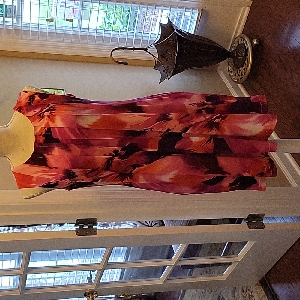Jessica Howard floral print sleeveless dress pink purple pleated lined sz 6 EUC…